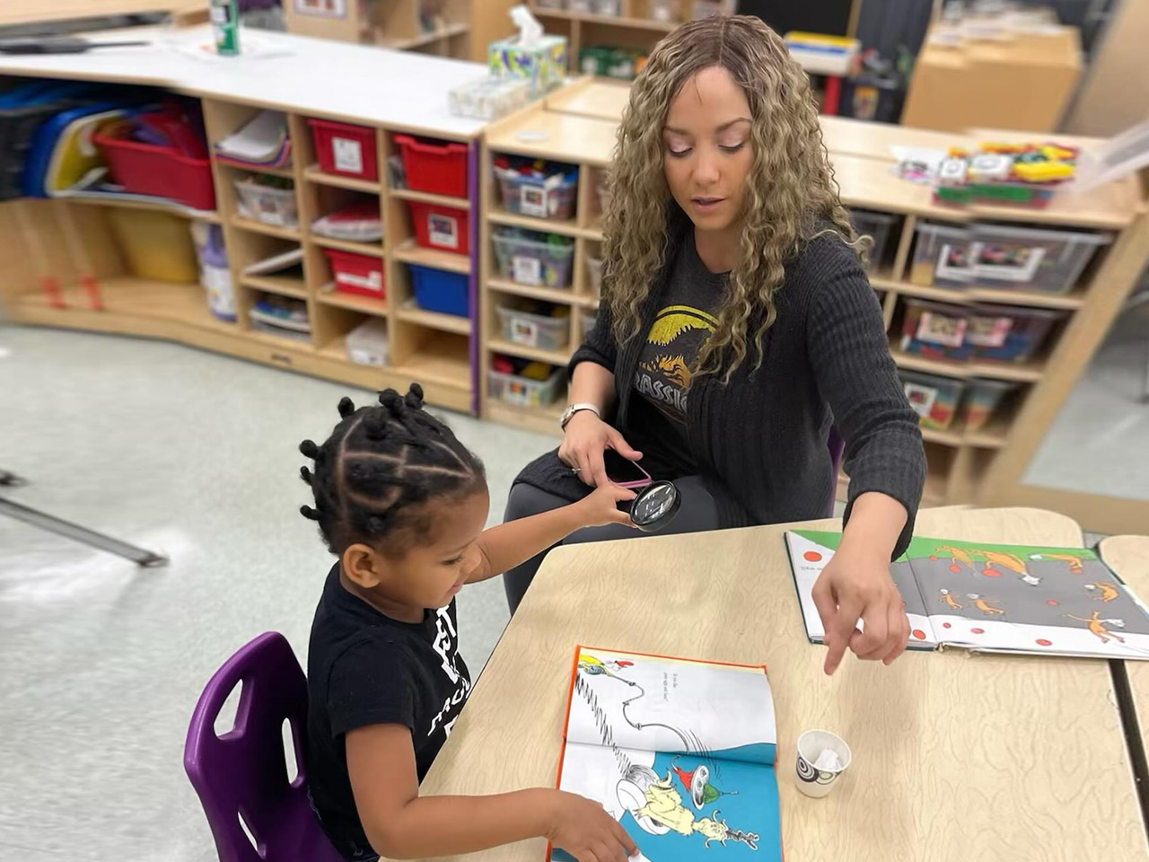 Caring Teachers Give Extra Support To Help With Reading